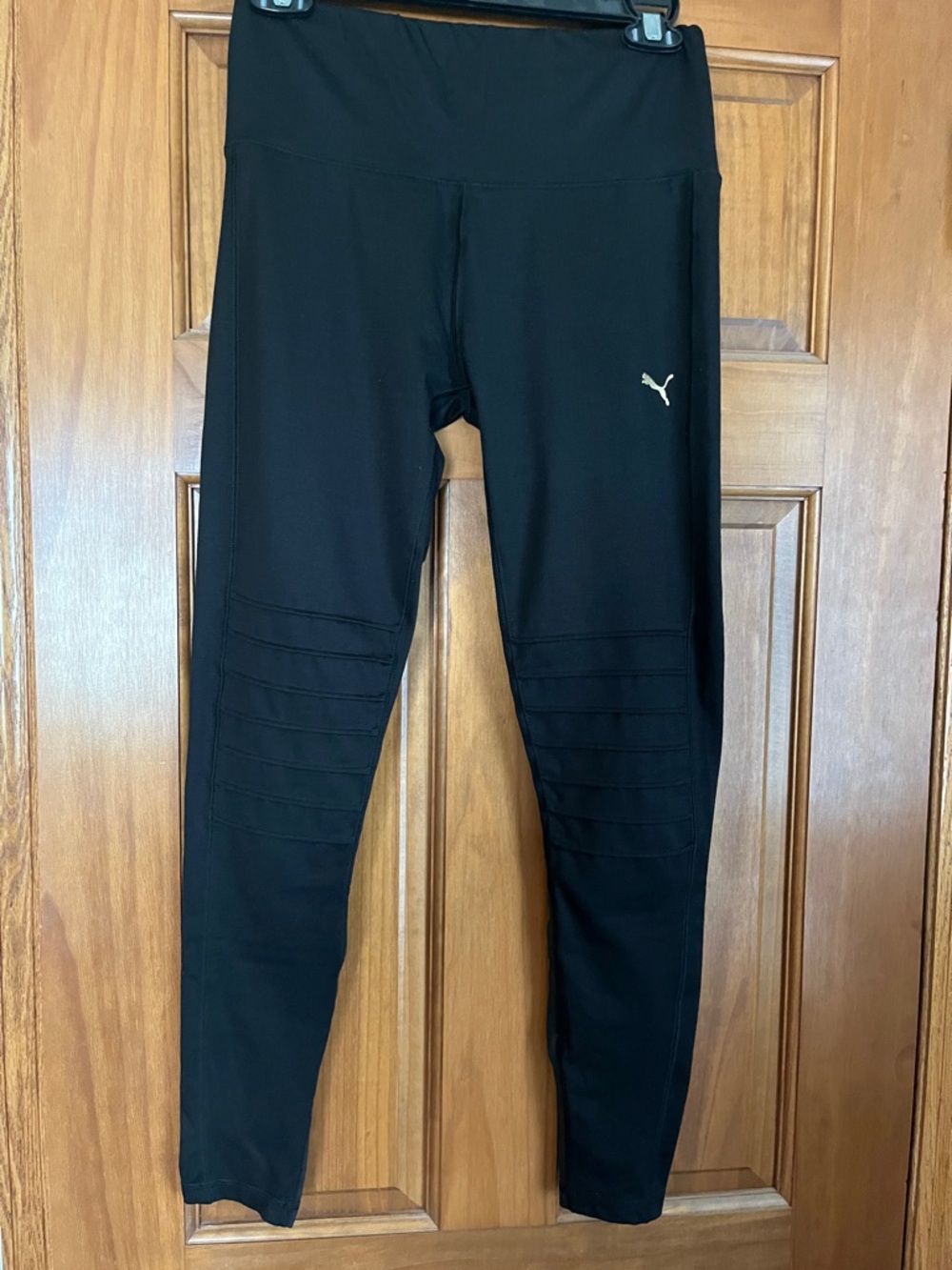 Puma Black womens’ High-Rise Performance Leggings with Knee Ribbing